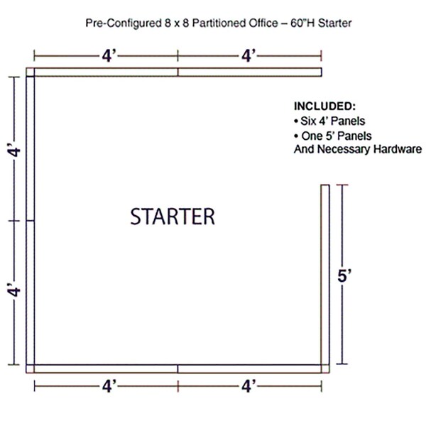 Interion By Global Industrial 96 in D X 60 in H, 96 in W X Fabric Panels / Wood Frame / Steel Connectors, Gray - 236623GY