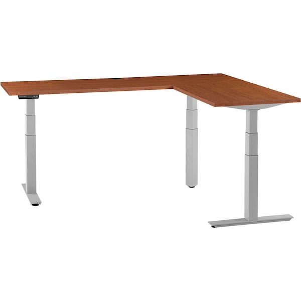 Interion By Global Industrial Sit Stand L-Desk, 24 in D X 23 to 48 in H, 72 in W X - 695778LCHGY