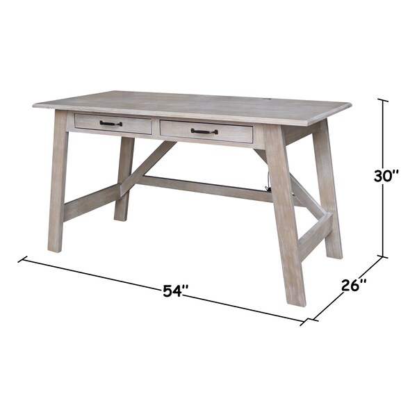International Concepts Serendipity Desk with 2 Drawers, Washed Gray Taupe - OF09-69