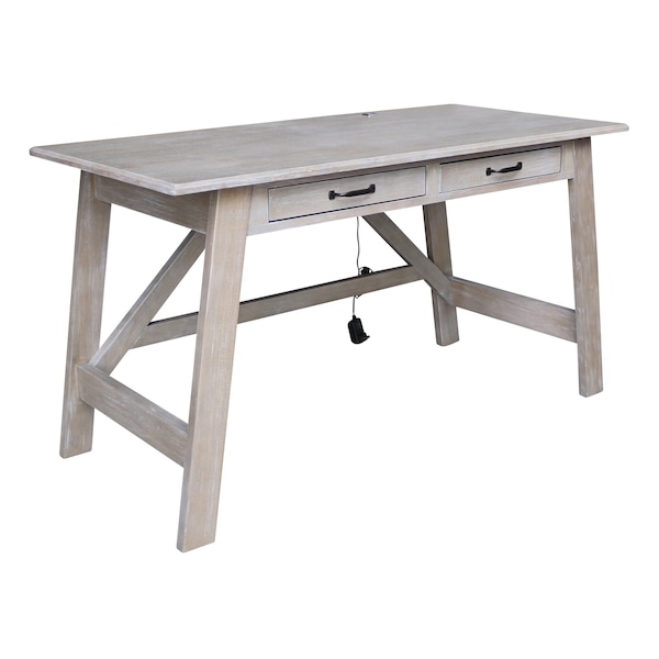 International Concepts Serendipity Desk with 2 Drawers, Washed Gray Taupe - OF09-69