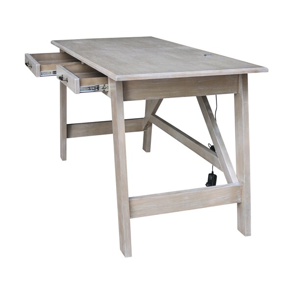 International Concepts Serendipity Desk with 2 Drawers, Washed Gray Taupe - OF09-69