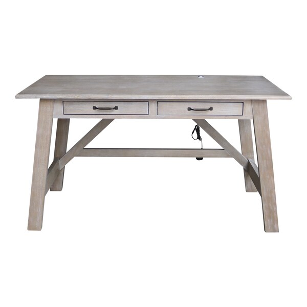 International Concepts Serendipity Desk with 2 Drawers, Washed Gray Taupe - OF09-69