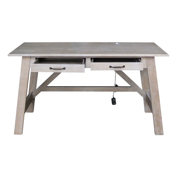 International Concepts Serendipity Desk with 2 Drawers, Washed Gray Taupe - OF09-69