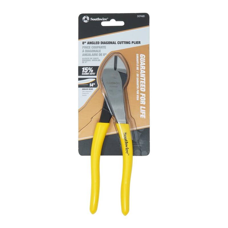 Southwire 8 in. Angled Head High-Leverage Diagonal Cutting Pliers with Dipped Handles - 58289540