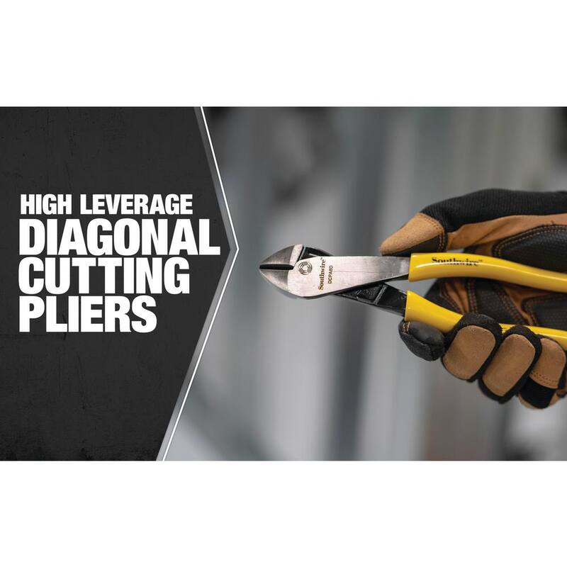 Southwire 8 in. Angled Head High-Leverage Diagonal Cutting Pliers with Dipped Handles - 58289540