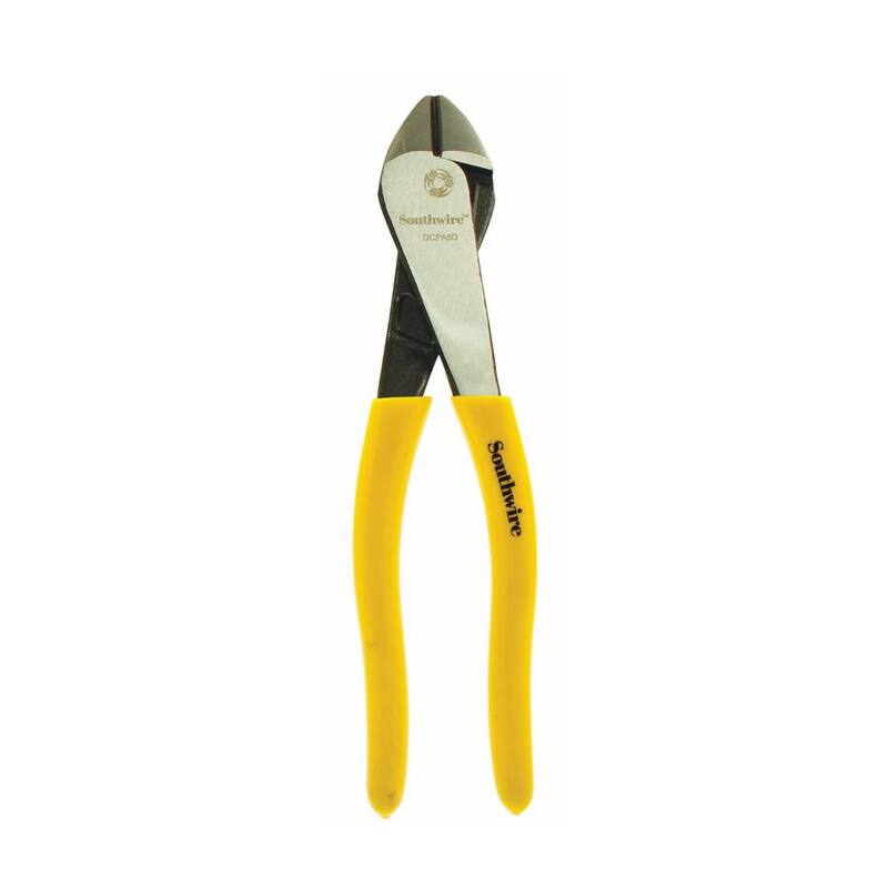 Southwire 8 in. Angled Head High-Leverage Diagonal Cutting Pliers with Dipped Handles - 58289540