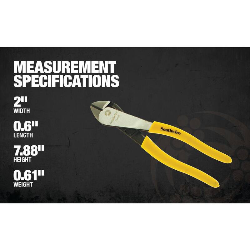 Southwire 8 in. Angled Head High-Leverage Diagonal Cutting Pliers with Dipped Handles - 58289540