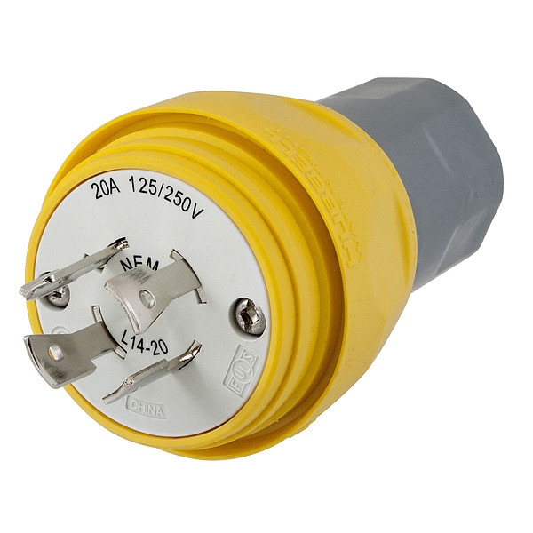 Hubbell 20A Watertight Locking Plug 3P 4W 125/250VAC - HBL26W74