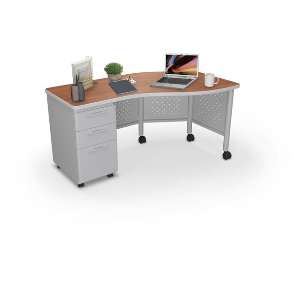 Mooreco Instructor Desk Left 29.8"H x 60"W x 36.3"D Amber Cherry - 91786-7919-PL
