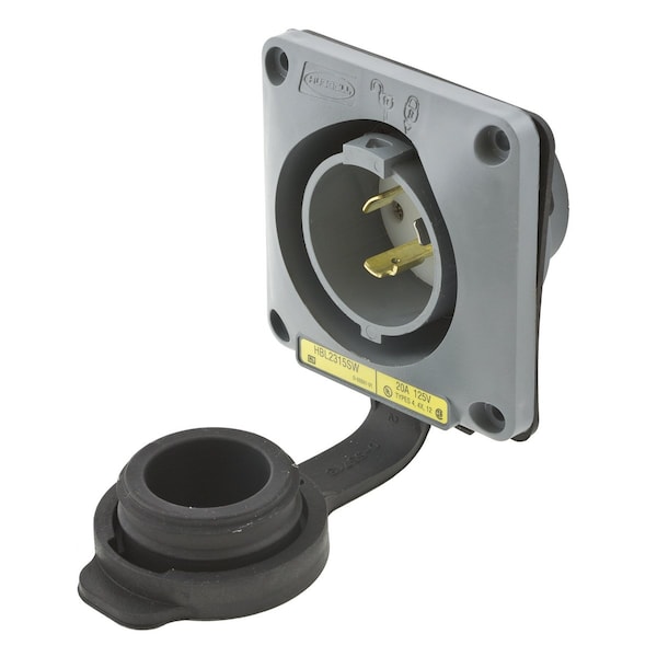 Hubbell 20A Watertight Flanged Twist-Lock Inlet 2P 3W 125VAC - HBL2315SW