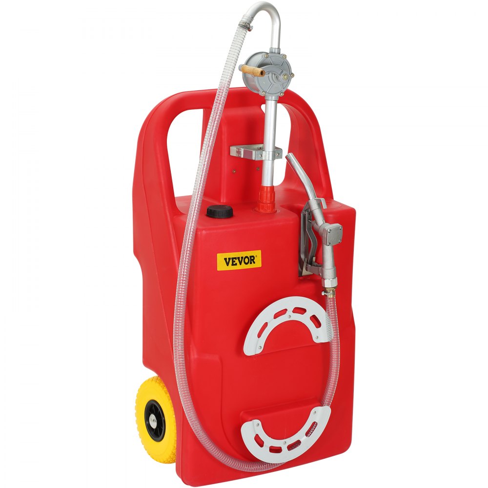 VEVOR Fuel Caddy, 25 Gallon, Portable Fuel Storage Tank On-Wheels, with Manuel Transfer Pump, Gasoline Diesel Fuel Container for Cars, Lawn Mowers, ATVs, Boats, More, Red - SLRLXJLBDDW25IQ7BV0