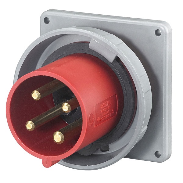 Hubbell IEC Pin and Sleeve Inlet, 30A, 480V, Red - HBL430B7W