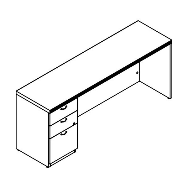 Groupe Lacasse Credenza, Left Single Ped, BBF, 72inWx20inDx29-1/2inH, Sahara - LAS72DUF2072SR