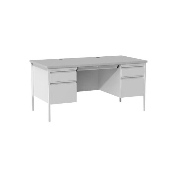Lorell Lorell Double Pedestal Steel Desk - 60" x 30" - Gray - LLR60935