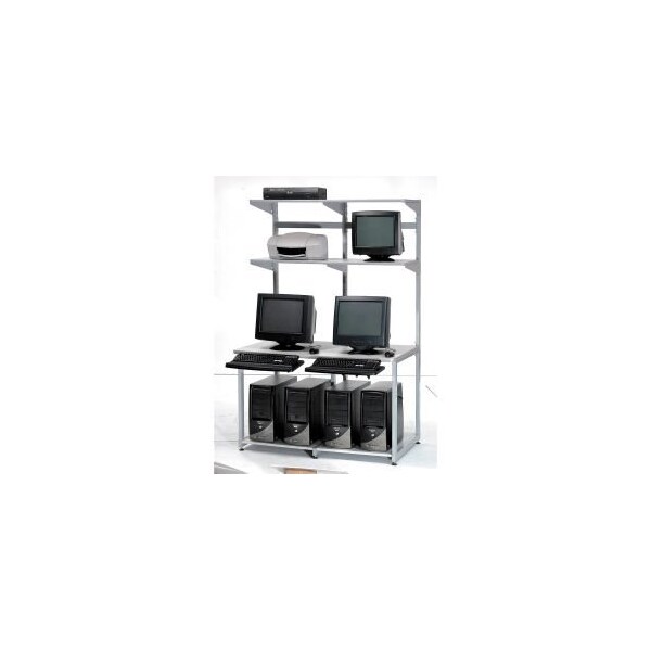 Global Equipment 48" Computer LAN Workstation, 48"W x 30"D x 74"H, Gray, Unassembled - C95032