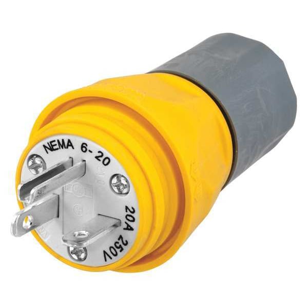 Hubbell 3 Wire Industrial Watertight Straight Blade Plug 250VAC 20A - HBL14W48
