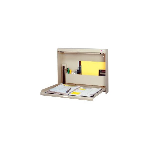 Datum Filing Systems Datum WallWrite Folding Wall Mount Desk, Non-Locking, 20"W x 3-3/8"D x 16-3/8"H, Tan - WW-101-SC T15