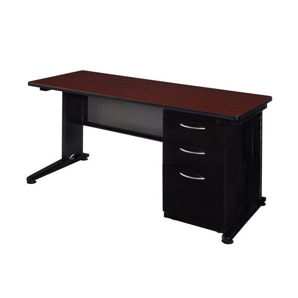 Fusion Pedestal Desk Desks > Pedestal Desks > Fusion Single Pedestal Desks, 24 D X 29 H, 66 W X Wood|Metal - MSP6624MH