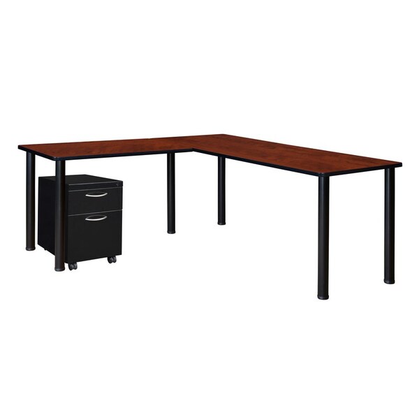 Kee Desking L Shaped Desk Desks > Corner Desks > Kee L-Desks with Storage, 66 D X 29 H, 72 W X Wood|Metal - MLSPM722442CHBPBK