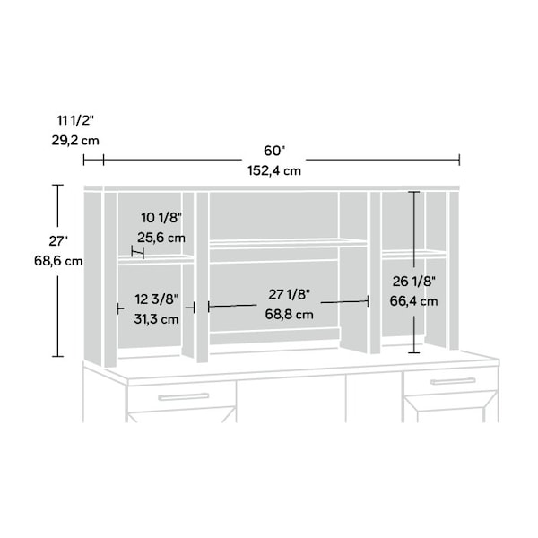 Sauder 11.496 in D X 27.008 in H, 60 in W X Engineered wood, Raven Oak - 433267