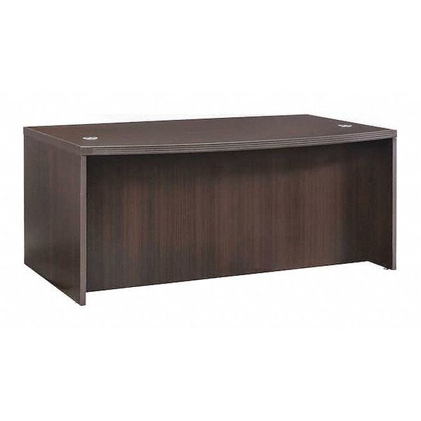 Mayline Bow Front Desk 42" D X 29-1/2" H, 72" W X MDF (Medium Density Fiberboard) - Platform, Mocha - ABD7242LDC