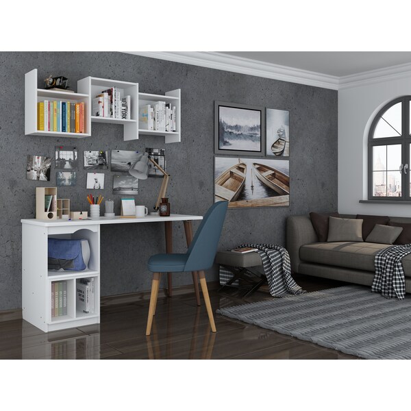 Manhattan Comfort Hampton 53.54 Home Office Desk, White - 15PMC1