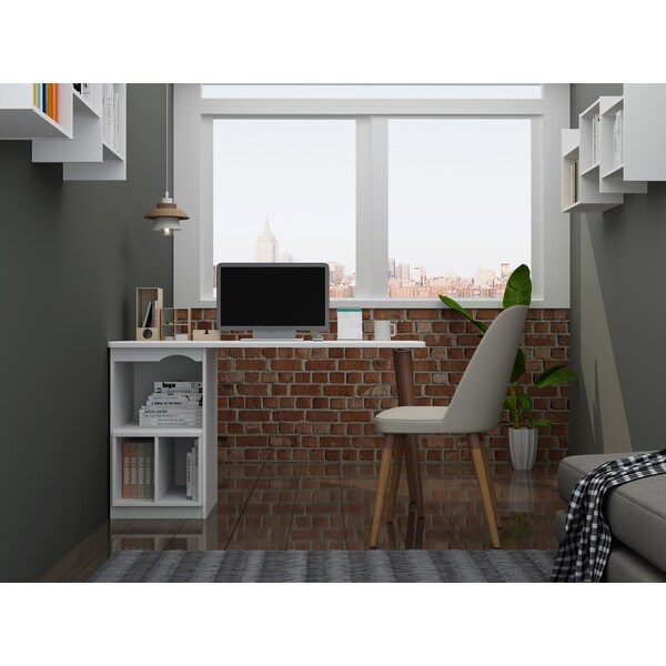 Manhattan Comfort Hampton 53.54 Home Office Desk, White - 15PMC1