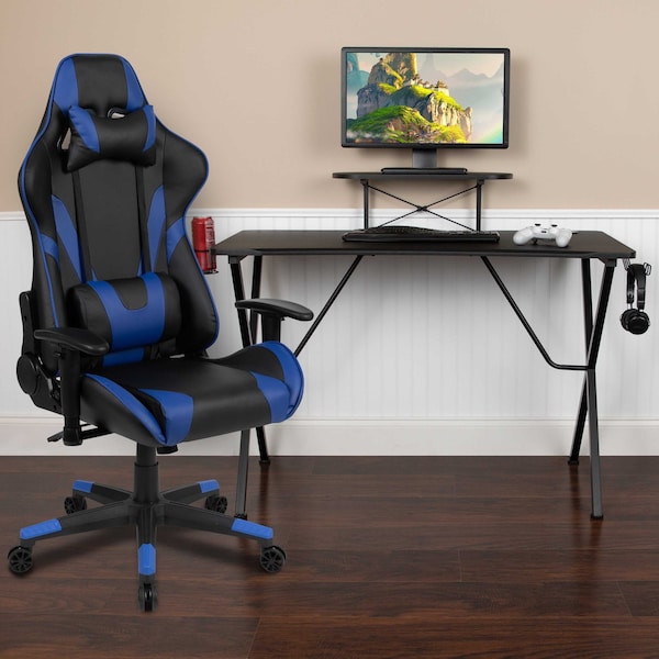 Flash Furniture Black Gaming Desk-Cup Holder/Reclining Chair Set - BLN-X20RSG1031-BL-GG