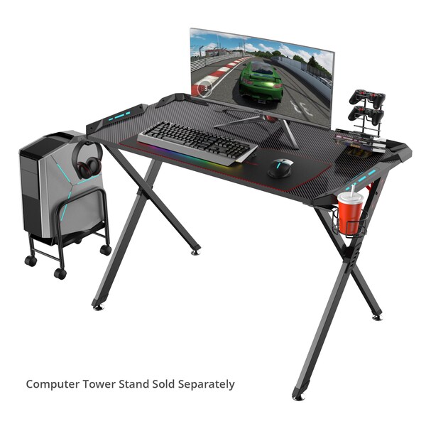 Eureka Ergonomics Gaming Computer Desk with Lighting, X1S, Black - ERK-EDK-X1S