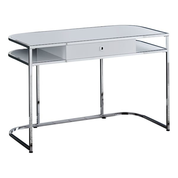 Monarch Specialties Computer Desk, Home Office, Laptop, Storage Drawers, 48"L, Work, Metal, Laminate, White, Chrome - I 7520