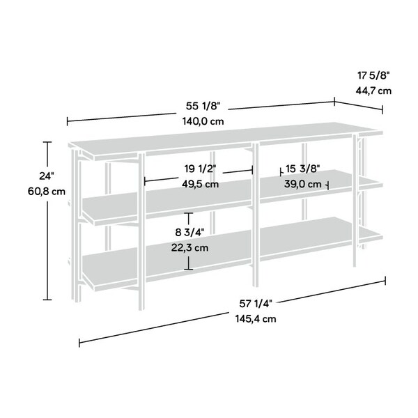 Sauder 17.52 in D X 24.21 in H, 57.48 in W X Engineered wood, Metal - 425084