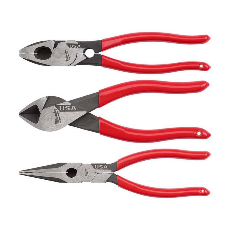 Milwaukee Linesman Plier with Thread Cleaner with 8 in. Long Nose Plier & 6 in. Diagonal Plier - MT500T-MT506-MT505