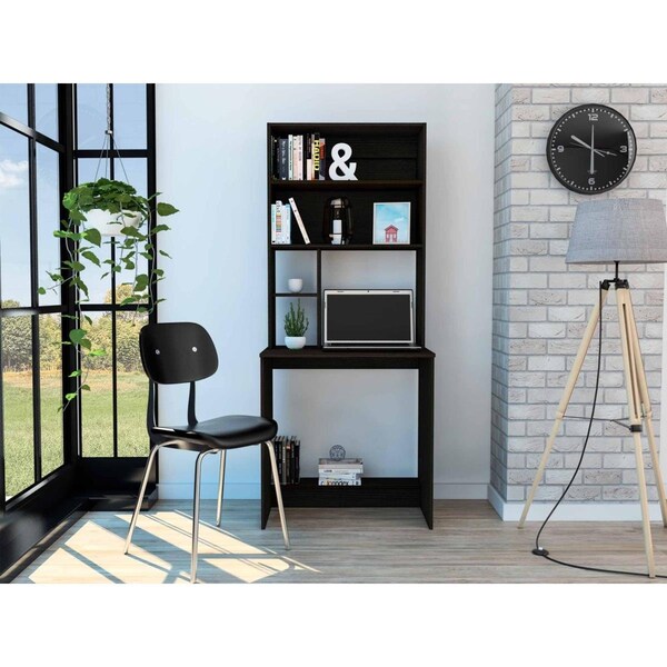 Gfancy Fixtures Milo Black Computer Desk with Hutch - GF3680067
