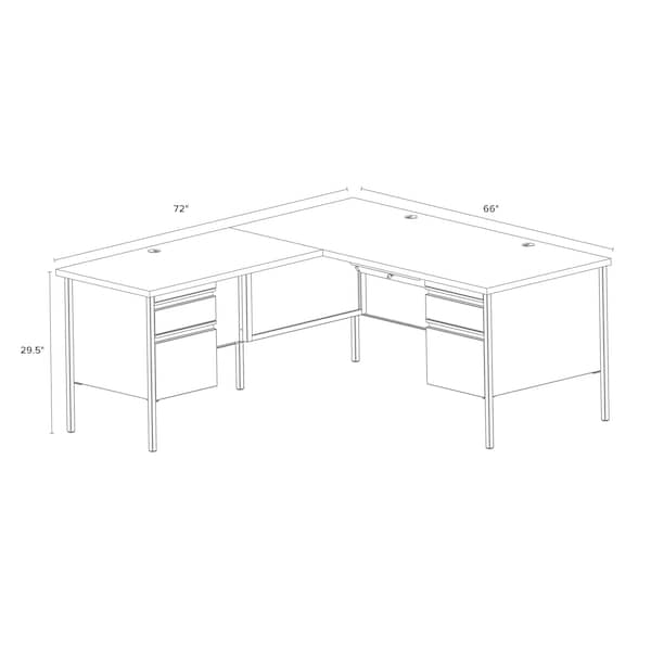 Hirsh Corner Office Desk W/ Left-Hand Return, 72 in D X 29.5 in H, 66 in W X Black / Maple - 24976