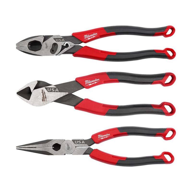 Milwaukee Linesman Plier w/Comfort Grip/Crimper w/8 in. Long Nose Plier w/Comfort Grip & 7 in. Diagonal Plier w/Comfort Grip - MT550C-MT557-MT555