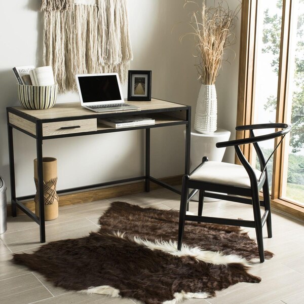 Safavieh Alan 1 Shelf Desk with Drawer, Rustic Brown & Black - DSK2205A