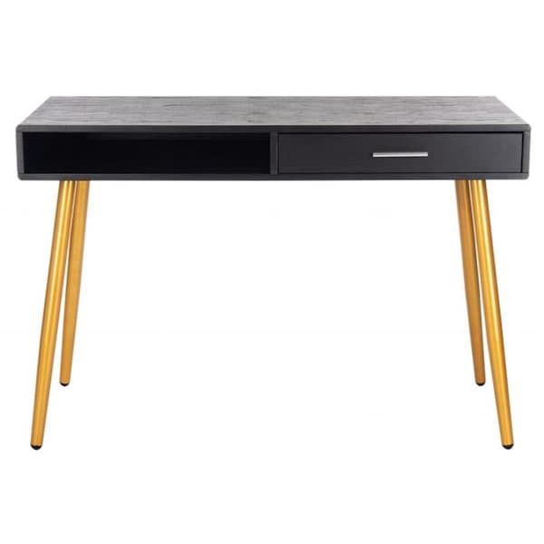 Safavieh Jorja 1 Drawer 1 Shelf Desk, Black & Gold - DSK2200B
