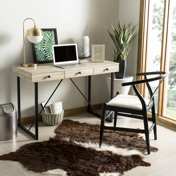 Safavieh Hilton 3 Drawer Desk, Rustic Brown & Black - DSK2206A