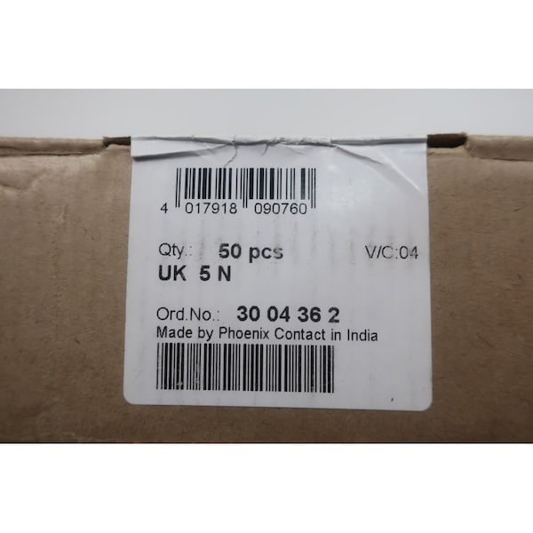 Phoenix Contact Terminal And Contact Block, 50PK - 3004362 UK5N