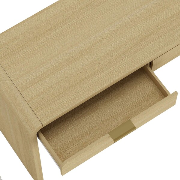 Manhattan Comfort Grace 54in Home Office Desk in Natural Oak and Gold - DK001-GNO