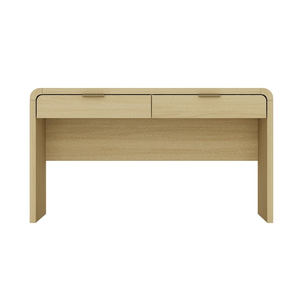 Manhattan Comfort Grace 54in Home Office Desk in Natural Oak and Gold - DK001-GNO