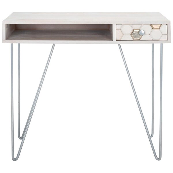 Safavieh Raveena Desk, White Washed & Silver - DSK9002B