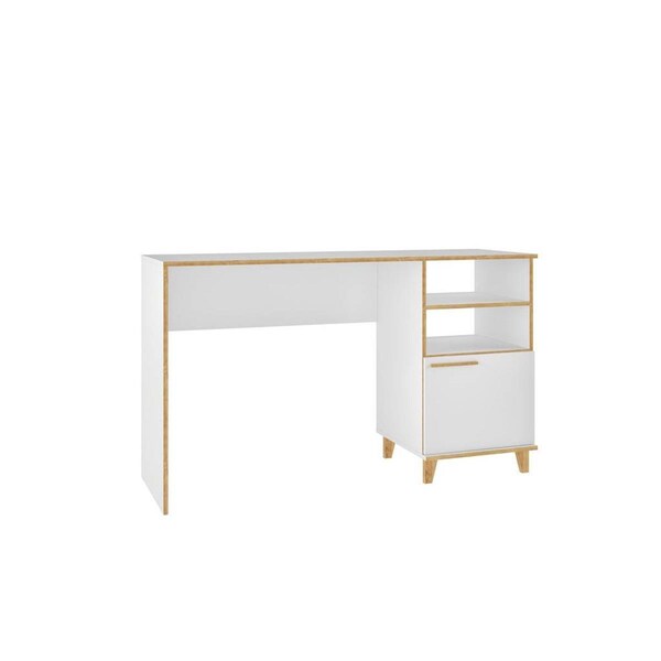 Designed To Furnish Minetta 2-Shelf Mid-Century Office Desk, White - DE2444443