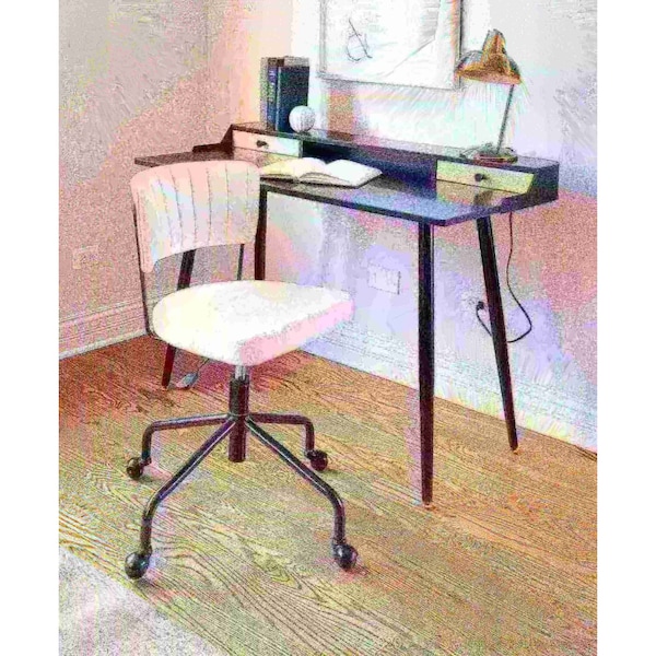 Lumisource Harvey Desk in Black Steel, Black, Natural Wood and Blacks - OFD-HRVY BKNA