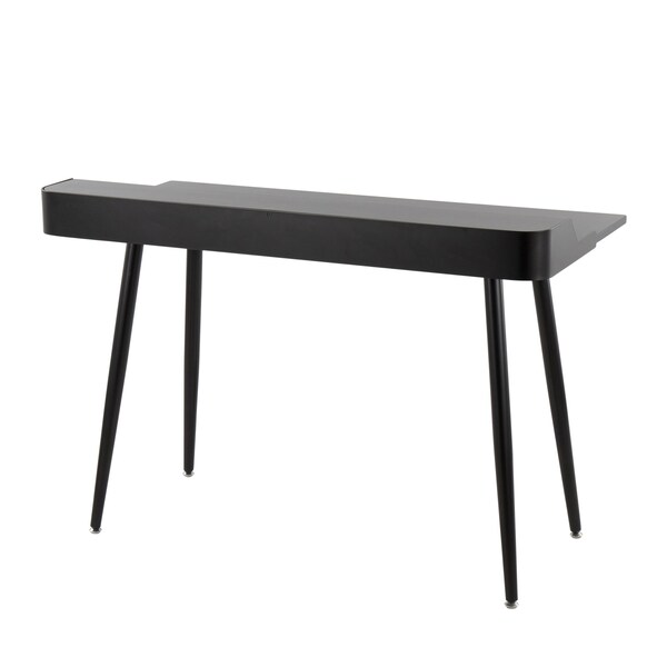 Lumisource Harvey Desk in Black Steel, Black, Natural Wood and Blacks - OFD-HRVY BKNA
