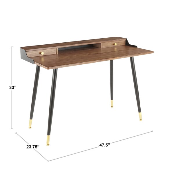 Lumisource Harvey Desk in Black Steel, Black, Natural Wood and Blacks - OFD-HRVY BKNA