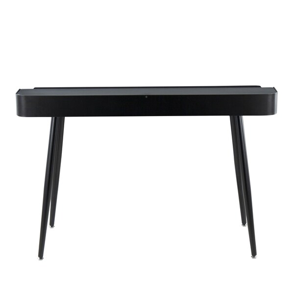 Lumisource Harvey Desk in Black Steel, Black, Natural Wood and Blacks - OFD-HRVY BKNA