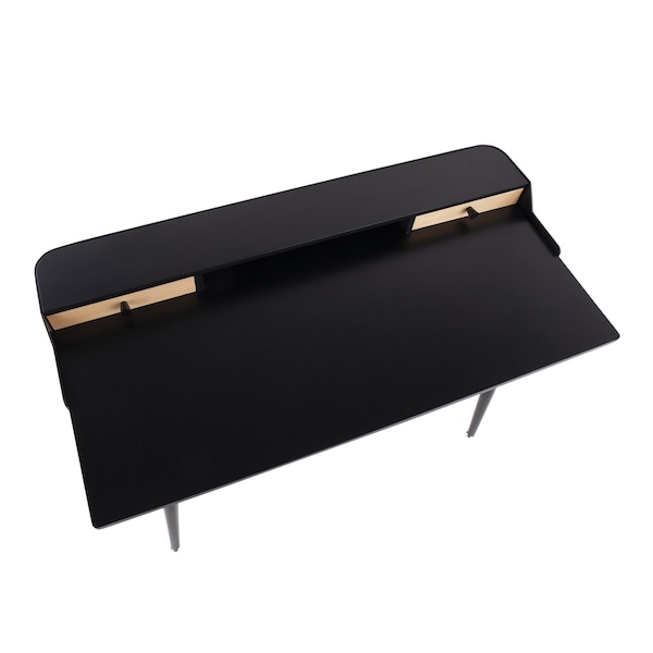 Lumisource Harvey Desk in Black Steel, Black, Natural Wood and Blacks - OFD-HRVY BKNA