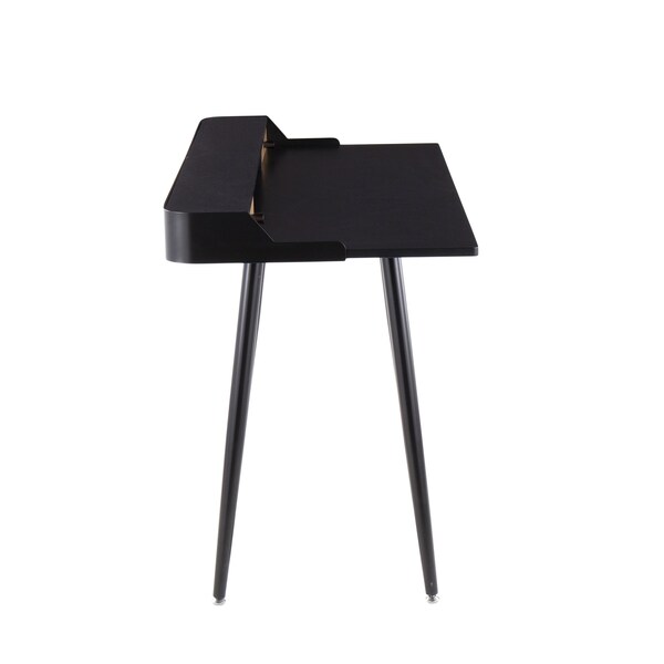 Lumisource Harvey Desk in Black Steel, Black, Natural Wood and Blacks - OFD-HRVY BKNA