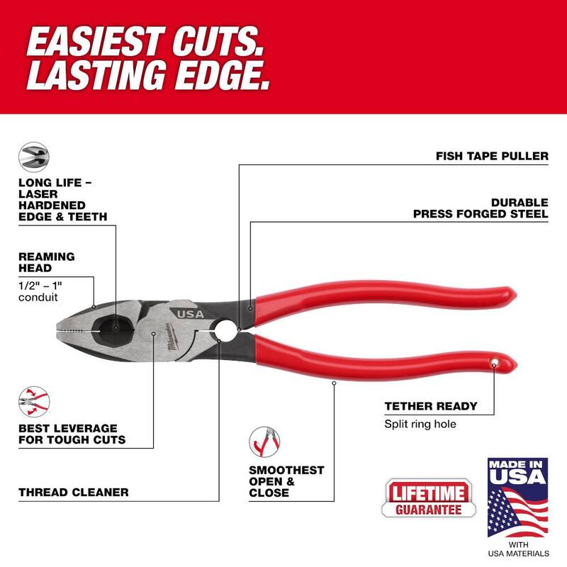 Milwaukee Linesman Plier with Thread Cleaner with 8 in. Long Nose Plier and 8 in. Diagonal Plier - MT500T-MT508-MT505